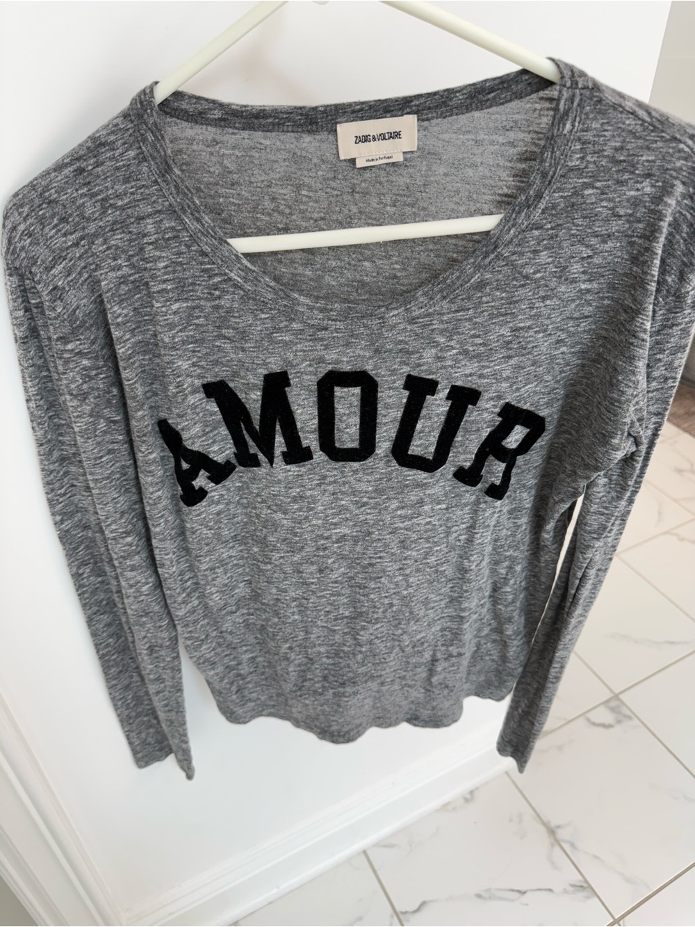 Zadig & Voltaire Grey 'AMOUR' Long Sleeve Tee